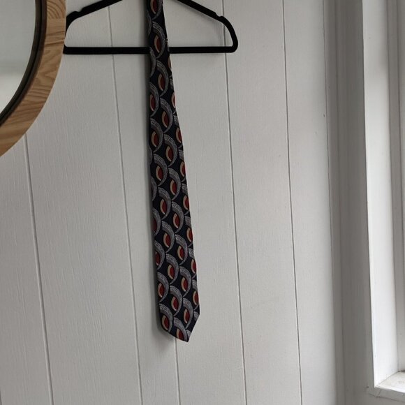 Silk Mens Tie by Countess Mara in geometric pattern in Blue, Red, Grey, Cream - Picture 5 of 7